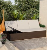 VidaXL Ligbed met kussen converteerbaar poly rattan bruin