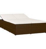 VidaXL Ligbed met kussen converteerbaar poly rattan bruin