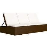 VidaXL Ligbed met kussen converteerbaar poly rattan bruin