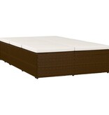 VidaXL Ligbed met kussen converteerbaar poly rattan bruin