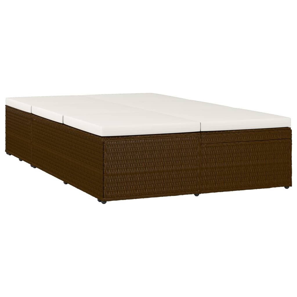 VidaXL Ligbed met kussen converteerbaar poly rattan bruin