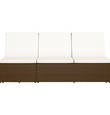 VidaXL Ligbed met kussen converteerbaar poly rattan bruin