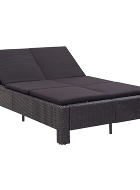 VidaXL Ligbed met kussen 2-persoons poly rattan zwart
