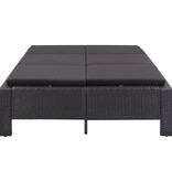 VidaXL Ligbed met kussen 2-persoons poly rattan zwart