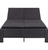 VidaXL Ligbed met kussen 2-persoons poly rattan zwart