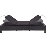 VidaXL Ligbed met kussen 2-persoons poly rattan zwart