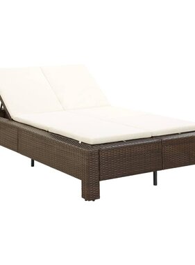VidaXL Ligbed met kussen 2-persoons poly rattan bruin