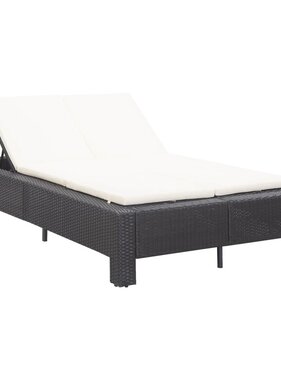 VidaXL Ligbed met kussen 2-persoons poly rattan zwart