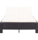 VidaXL Ligbed met kussen 2-persoons poly rattan zwart