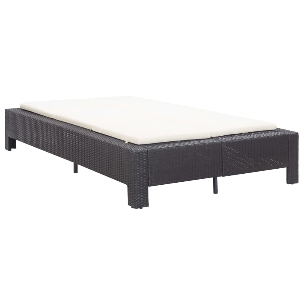 VidaXL Ligbed met kussen 2-persoons poly rattan zwart