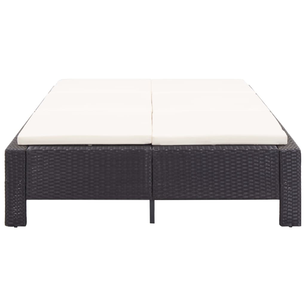 VidaXL Ligbed met kussen 2-persoons poly rattan zwart