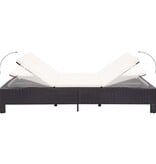 VidaXL Ligbed met kussen 2-persoons poly rattan zwart