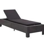 VidaXL Ligbed met kussen poly rattan zwart