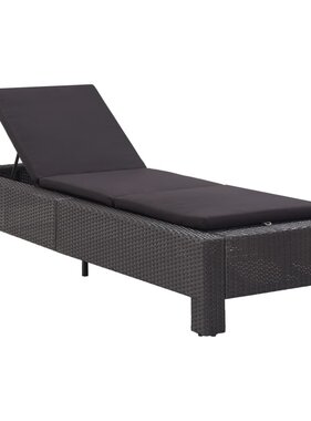 VidaXL Ligbed met kussen poly rattan zwart