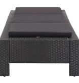 VidaXL Ligbed met kussen poly rattan zwart