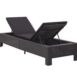 VidaXL Ligbed met kussen poly rattan zwart