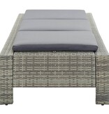 VidaXL Ligbed met kussen poly rattan grijs