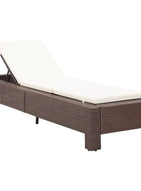 VidaXL Ligbed met kussen poly rattan bruin