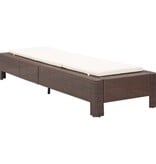 VidaXL Ligbed met kussen poly rattan bruin