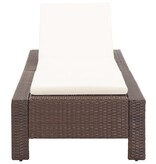 VidaXL Ligbed met kussen poly rattan bruin