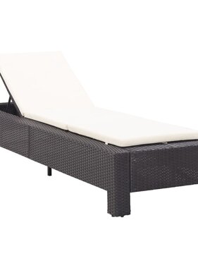 VidaXL Ligbed met kussen poly rattan zwart