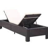VidaXL Ligbed met kussen poly rattan zwart