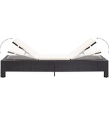 VidaXL Ligbed met kussen poly rattan zwart