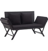 VidaXL Tuinbank met kussens 176 cm poly rattan zwart