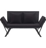 VidaXL Tuinbank met kussens 176 cm poly rattan zwart