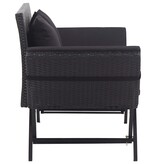VidaXL Tuinbank met kussens 176 cm poly rattan zwart