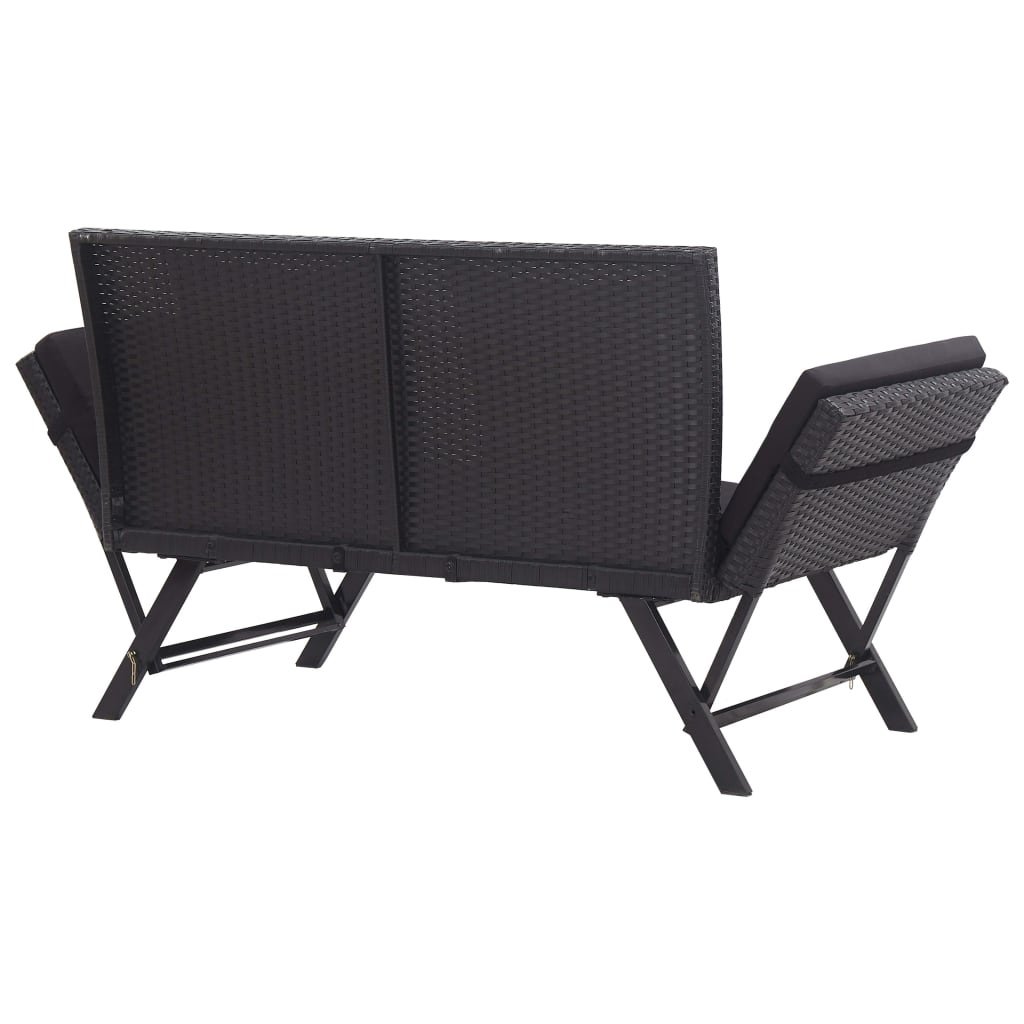 VidaXL Tuinbank met kussens 176 cm poly rattan zwart