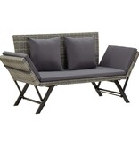 VidaXL Tuinbank met kussens 176 cm poly rattan grijs