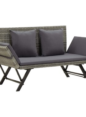 VidaXL Tuinbank met kussens 176 cm poly rattan grijs
