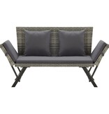 VidaXL Tuinbank met kussens 176 cm poly rattan grijs