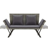 VidaXL Tuinbank met kussens 176 cm poly rattan grijs