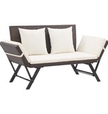VidaXL Tuinbank met kussens 176 cm poly rattan bruin