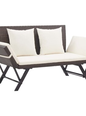 VidaXL Tuinbank met kussens 176 cm poly rattan bruin