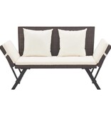 VidaXL Tuinbank met kussens 176 cm poly rattan bruin