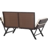 VidaXL Tuinbank met kussens 176 cm poly rattan bruin