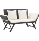 VidaXL Tuinbank met kussens 176 cm poly rattan zwart