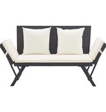 VidaXL Tuinbank met kussens 176 cm poly rattan zwart