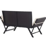 VidaXL Tuinbank met kussens 176 cm poly rattan zwart