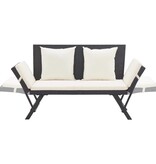 VidaXL Tuinbank met kussens 176 cm poly rattan zwart