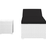 VidaXL Ligbed met kussen en theetafel poly rattan wit