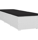 VidaXL Ligbed met kussen en theetafel poly rattan wit