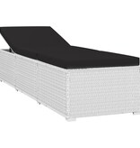 VidaXL Ligbed met kussen en theetafel poly rattan wit