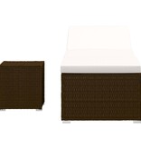VidaXL Ligbed met kussen en theetafel poly rattan bruin