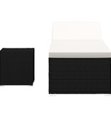 VidaXL Ligbed met kussen en theetafel poly rattan crèmewit