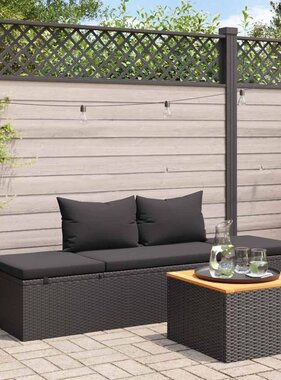 VidaXL Ligbed met kussens poly rattan zwart