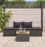 VidaXL Ligbed met kussens poly rattan zwart